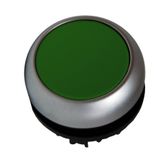 Push-button flat, spring-return, green
