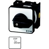 T0-1-15411/E ON-OFF switches, T0, 20 A, flush mounting, 1 contact unit(s), Contacts: 1, 45 °, maintained, Without 0 (Off) position, STOP-START, Design number 15411