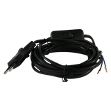 Flat cable 3m, 2* 0,75 mm² with on/off switch and EU plug, black