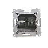 IP44 single socket outlet with frame seal - same color flap&frame, module, 16A, quick connection, graphite mat