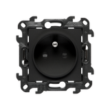 Socket outlet with earthing and shutters, Push In system, (module), Simon 24, IP20, 16A, black matt
