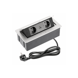 Furniture socket SOFT, 2xSHUKO, USB A+С, cable 1.5 m, aluminum
