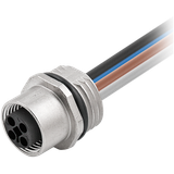 M12 Power female recept. T-cod. front PUR-wires 4x1.5 3m