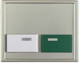 Centre plate white + green button, arsys, stainless steel matt, lacq.