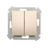 Double two-way switch, (module), 10AX, Screw, Gold matt, metalic