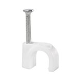 FLOP-7 cable holder with nail, round cable ⌀7mm, white, nail: 2x20mm