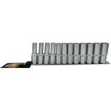 Socket set Ironside 1/2"10-21mm Long 12pcs.