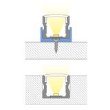 Attached PS aluminum profile, 17x15 mm, matte diffuser, complete, 2 m