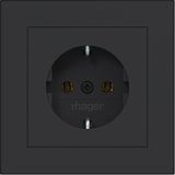 SCHUKO wall socket with cover plate, push-in type, A.1, matte night black