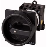 T0-3-15680/V/SVB-SW Main switch, T0, 20 A, rear mounting, 3 contact unit(s), 3 pole + N, 1 N/O, 1 N/C, STOP function, With black rotary handle and locking ring, Lockable