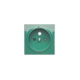 Cover for single socket outlet with earthing, green