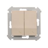 Double two way switch with LED indicator light, (module), 10AX, Screw, cream white/electro white