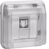 FCC soc.out. insert 8p shielded hinged cover surf./flushmtd,cat.6,labf