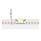 Step-on aluminum profile BR, 27x11 mm, White diffuser, complete, 1 m