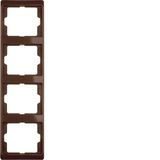 Frame 4gang vertical Arsys brown, glossy