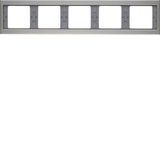 Frame 5gang hor., K.5, stainless steel, metal matt finish