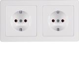 Combination SCHUKO soc. out. 2gang frame, Q.1/Q.3, p. white velvety