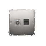 Aerial socket type "F" + computer socket RJ45 cat.6, satin, metallized