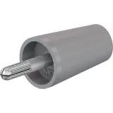 Screw-clamping adapter, 4 mm plug, spreadable to 4 mm socket, gray, CAT II, 24.0161-28