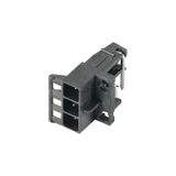 PCB plug-in connector, Connection element, left, male header, open side, THT/THR solder connection, 5.00 mm, Number of poles: 3, 90°, Solder pin length (l): 1.5 mm, tinned, black, Tape