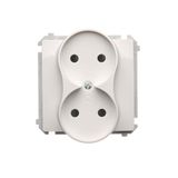 Double socket outlet without earthing, with shutters, white, 16A