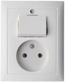 Socket outlet w.out earthing contact w. change-over switch, S.1, polar
