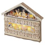 Decorations - 10 LED Wooden Advent Calendar 50x40 cm, 2x AA, warm white, IP20, timer
