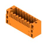 PCB plug-in connector, male header, Flange, THT solder connection, 3.50 mm, Number of poles: 16, 180°, Solder pin length (l): 3.5 mm, Gold-plated, orange, Box