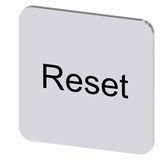 Labeling plate 22x22 mm, silver-colored label, labeling: Reset