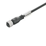 Sensor/actuator line, One end without connector, M12, Number of poles : 5, 3 m, Female socket, straight, Shielded: No, LED: No, Sheath material: PUR, Halogen: No