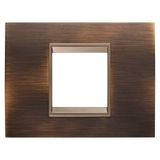 LUX PLATE - IN METAL - 2 MODULES - ANTIQUE BRASS - INNER FRAME MATT DARK BRONZE - CHORUSMART