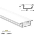 Built-in aluminum profile VP, 23x8 mm white including White diffuser, 2 m