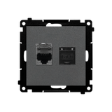 Double computer socket RJ45 category 6 with anti-dust cover, graphite mat