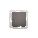 Double two-way switch without pictogram, (module), 10AX, Screw, Bronze matt, metalic