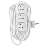 Extension Cord 10 m / 3 sockets / white / PVC / 1 mm2