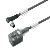 Valve cable (assembled), 90&deg; plug - valve plug, Industrial design B (11 mm), M8 = none, Cable length: 1.5 m, PUR, black