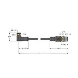 Actuator and Sensor Cable, PUR Extension Cable   PKW4M-P7X2-1-RSC4.4T/TXL