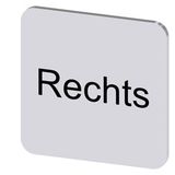 Labeling plate 22x22 mm, silver-colored label, labeling: Rechts