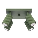 CEILING LAMP WITH FOUR REFLECTORS ON A SQUARE ROSECAKE, GREEN, CARBON SERIES, 4XGU10