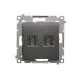 HDMI double socket, anthracite, metalic