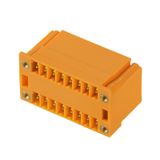 PCB plug-in connector, male header, Flange, THT solder connection, 3.81 mm, Number of poles: 12, 90°, Solder pin length (l): 3.2 mm, tinned, orange, Box