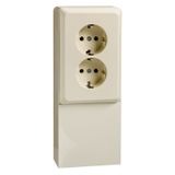 Socket in the equipment tray with shaft outlet 2-gang 16A RENOVATION screw cap pearl white