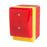 Emergency stop palm switch, illuminated, momentary, red mushroom button, illuminated enclosure