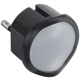Nightlight flashlight black - 10A - with battery 2 leds brightness and 2-pin plug