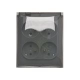 Quadruple socket outlet with earthing IP44 version - transparent flap, 16A, quick connection, dark grey
