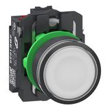Plastic ill PB 24V white 1NO+1NC Push-in