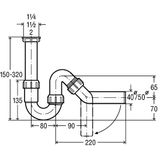 Sink siphon pipe without outlet 11/4"x40, white