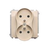 Double socket outlet with earthing, beige, 16A