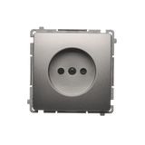 Single socket outlet without earthing, with shutters, satin, metallized, 16A
