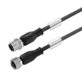 Sensor/actuator line, Connecting line, M12 / M12, Number of poles : 4, 0.3 m, pin, straight - socket, straight, Shielded: No, LED: No, Sheath material: PVC, Halogen: Yes